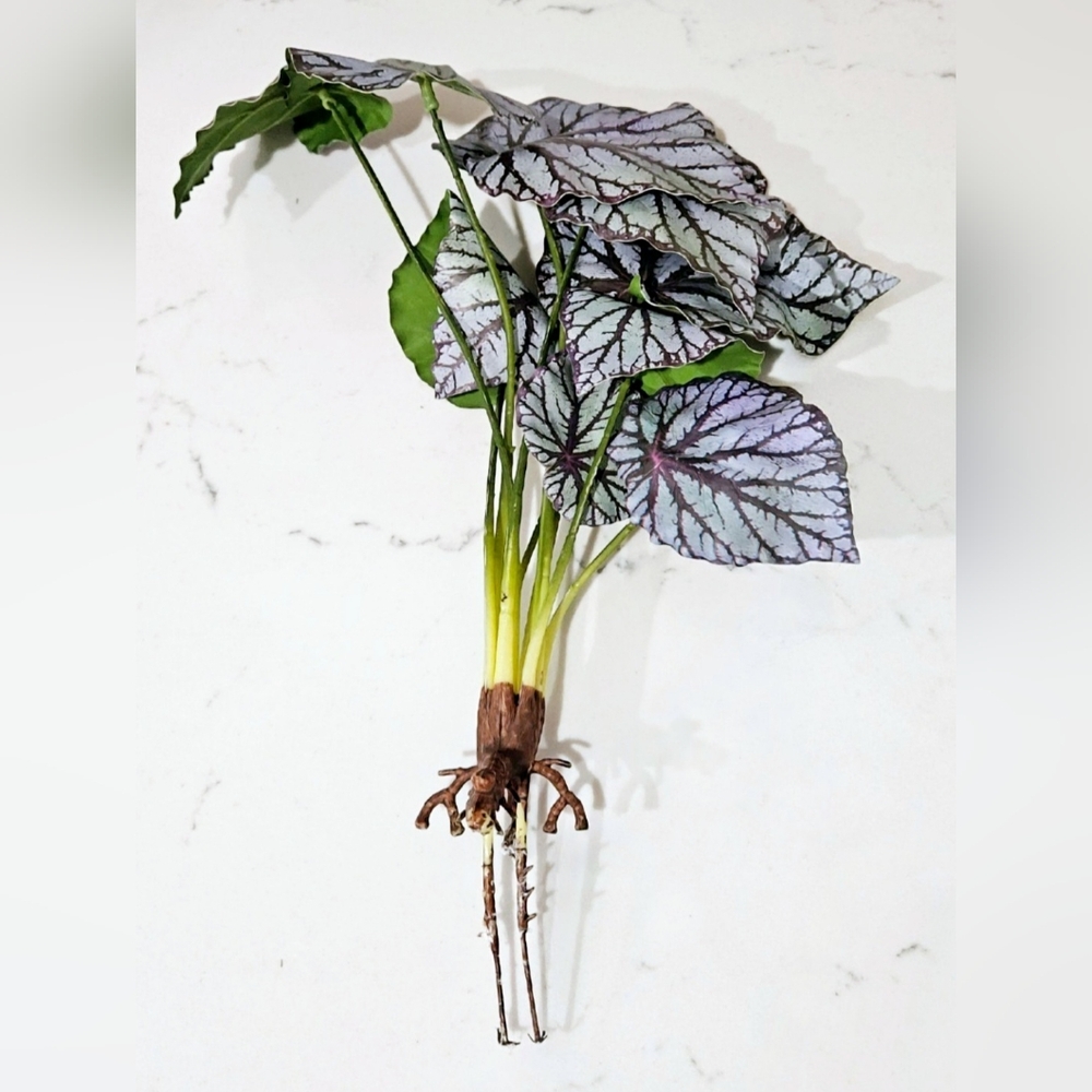 Decorative Faux Plant with Purple and Green Leaves Painted Leaf Begonia
